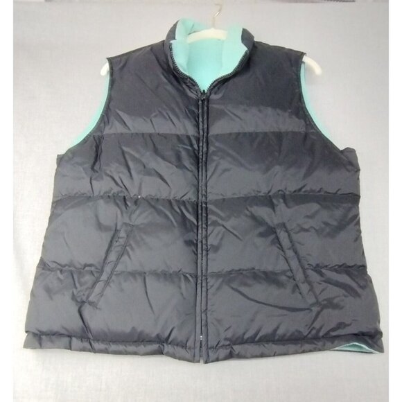 Unbranded Jackets & Blazers - Women's Reversible Puffer Vest Black and Teal Zip-Up Sleeveless Jacket USED
